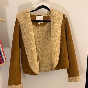 Anthropologie Brown Teddy Jacket with Cream Lining